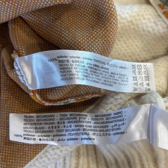 Zara Womens Sweater Cardigan Cream Orange Camisole Flower Two Piece Medium - Picture 6 of 8